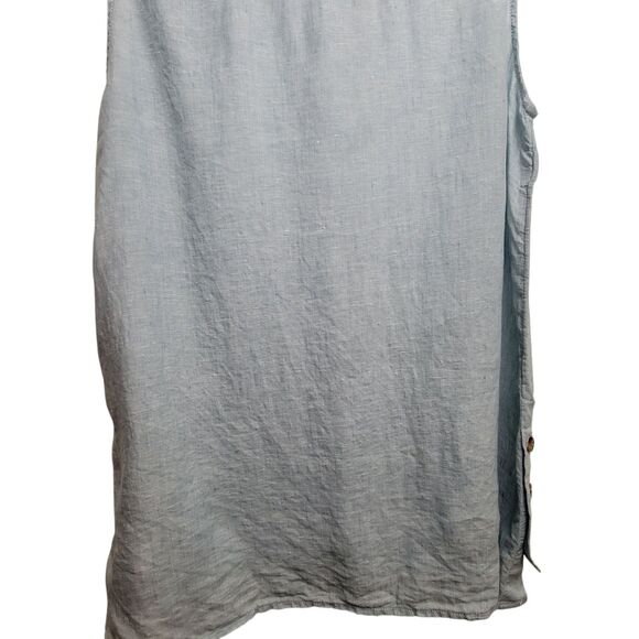Jones & Co 100% Linen Blue Button Tank Shirt Size Medium - Picture 6 of 8